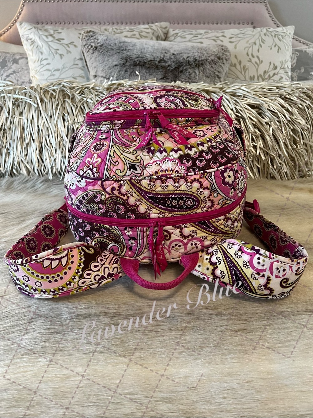 VERA BRADLEY Very Berry Paisley 2010 Essential Backpack Pink Purple Y2K Padded - Picture 12 of 17